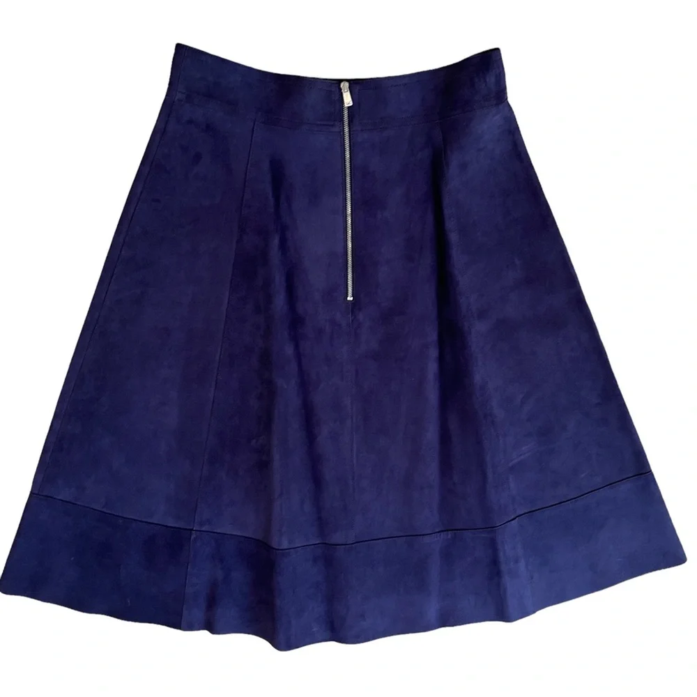 Michael Kors Indigo Blue Italian Lamb Suede Skirt 4 NEW